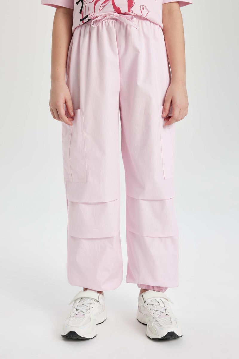 DeFacto Pink Girl Girl Parachute Cargo Cotton Trousers Casual - Image 1